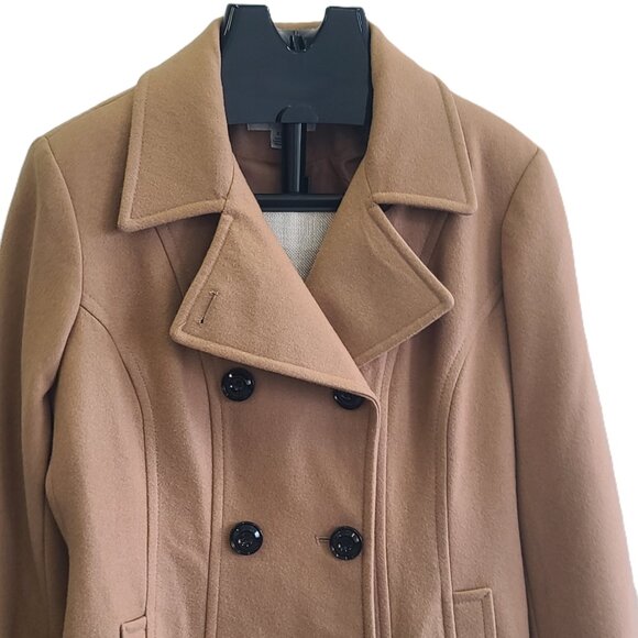 ANNE KLEIN Tan/Camel Color Wool Blend Peacoat Double Breasted Winter Coat XL - Picture 4 of 14